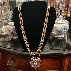 Stella & Dot Gold Necklace with Bold Pendant